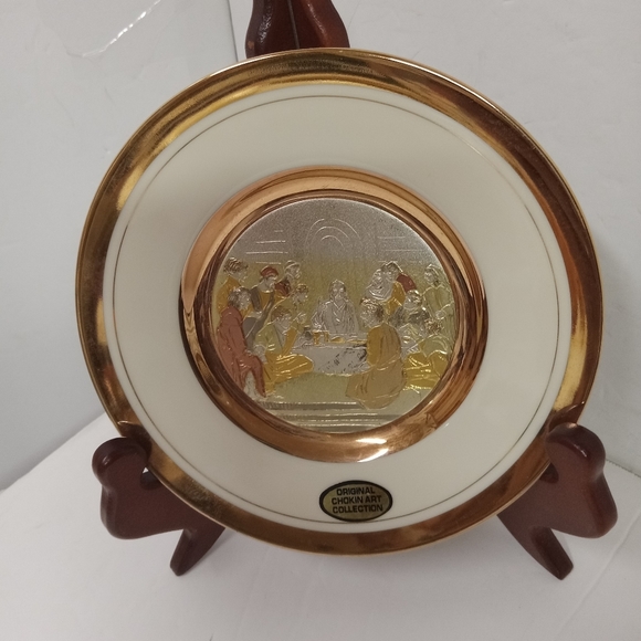Dynasty Original Art of Chokin Plate Collectible  Decor w/Stand - Picture 2 of 5